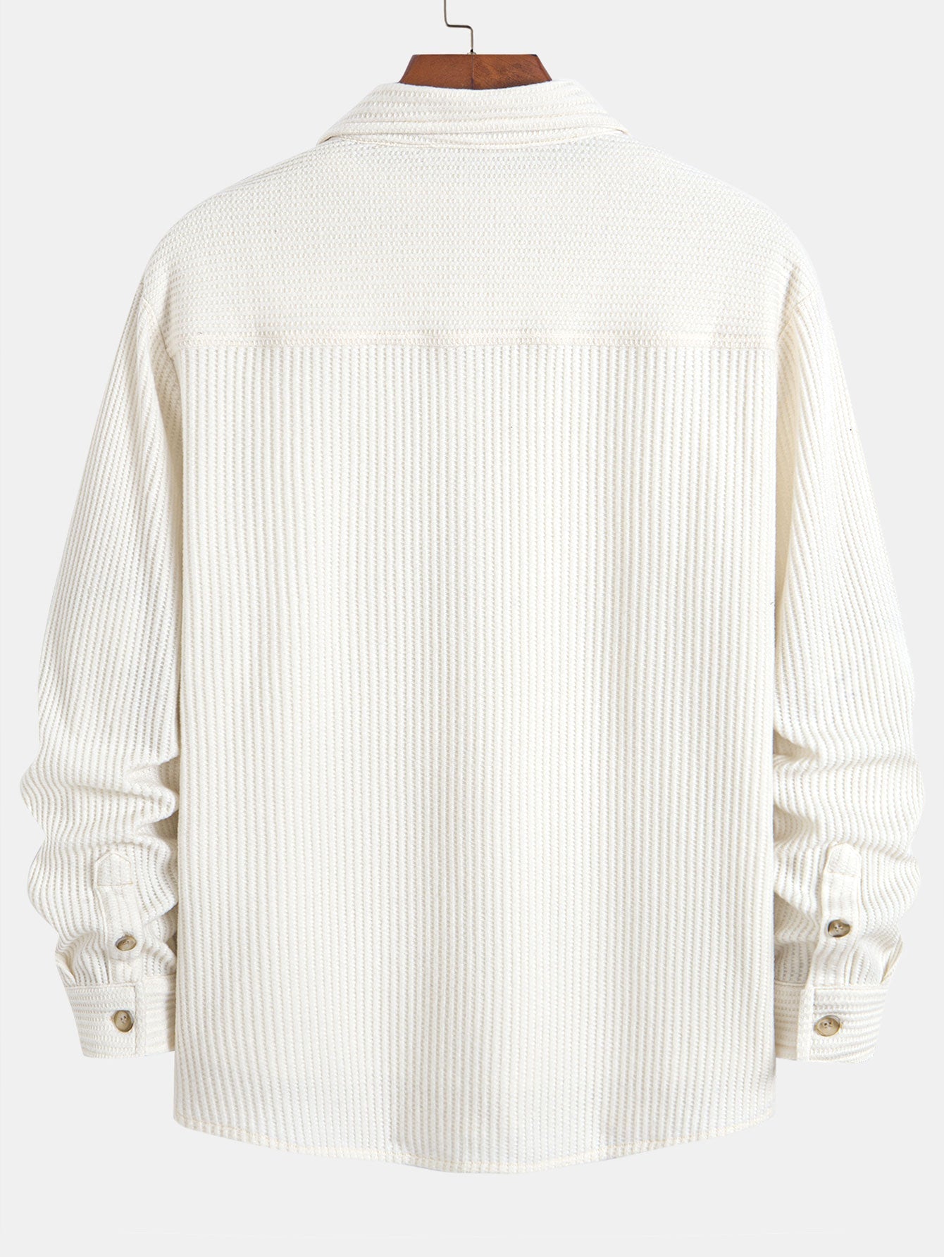 Camisa de botones con textura de gofre y mangas largas