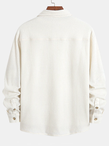 Camisa de botones con textura de gofre y mangas largas