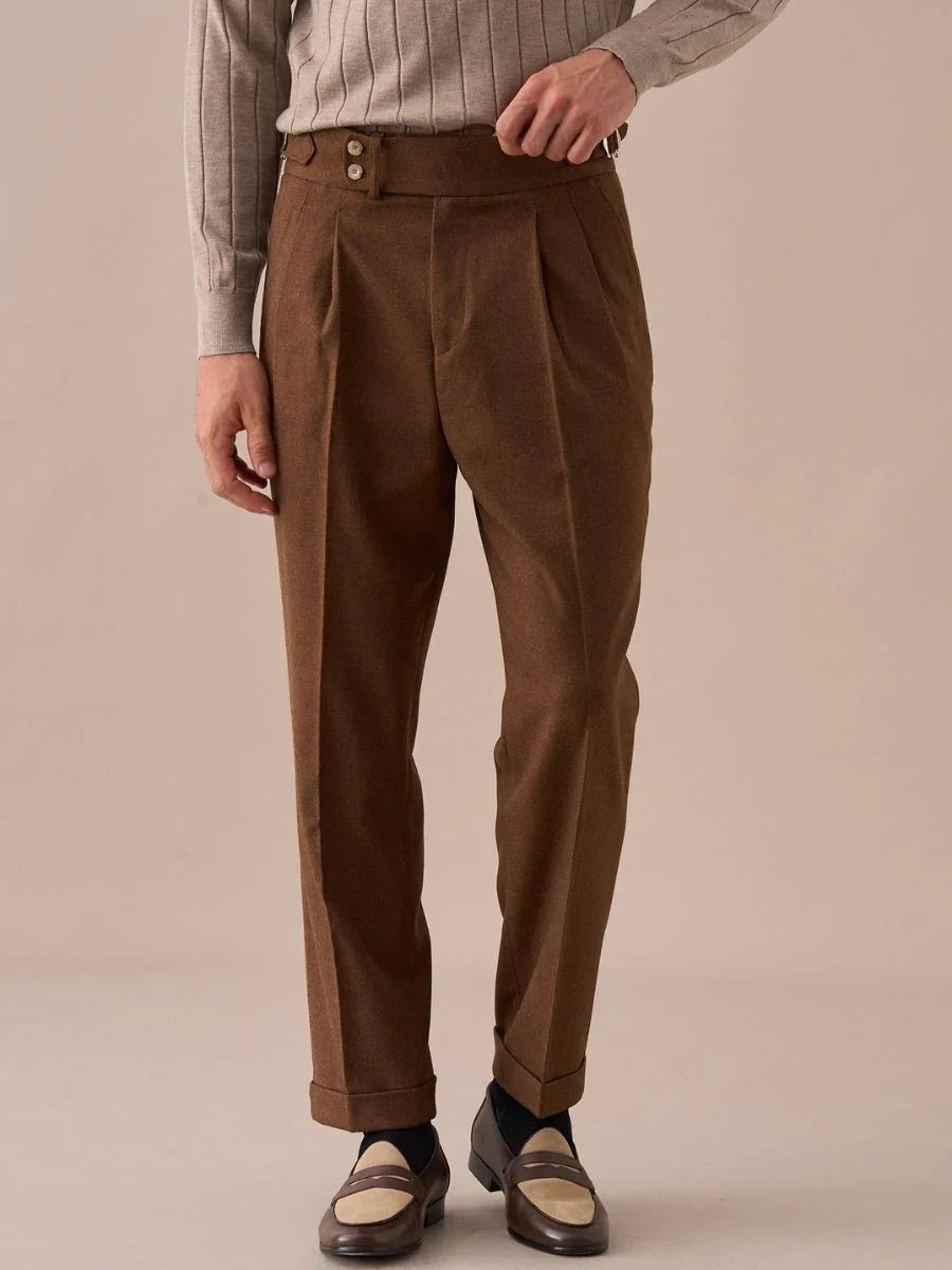 Pantalones de cintura alta Sorolla Madrid con doble pliegue