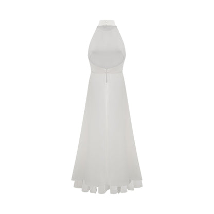 Inés Vestido largo de capas con cuello halter