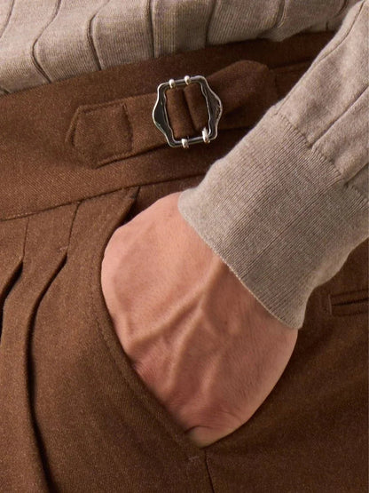 Pantalones de cintura alta Sorolla Madrid con doble pliegue