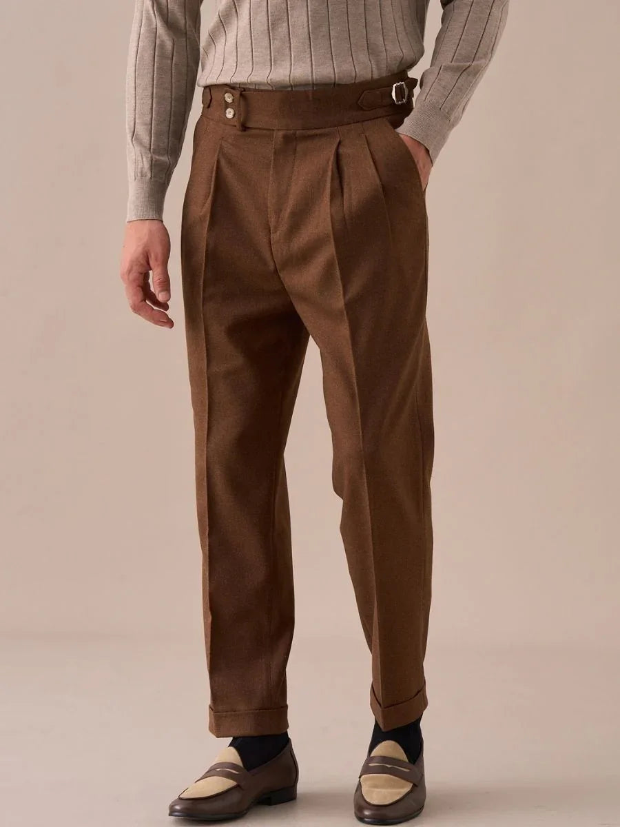 Pantalones de cintura alta Sorolla Madrid con doble pliegue