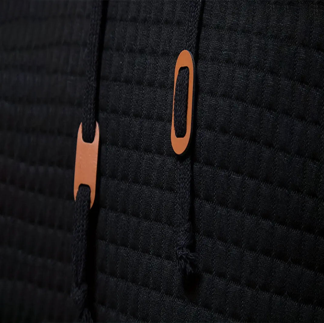 Sudadera de manga larga con capucha para hombre, acolchada, de waffle, de color sólido para deportes al aire libre