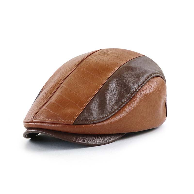 Gorra Picuda de Piel Sintética de Cocodrilo para Hombre Retro