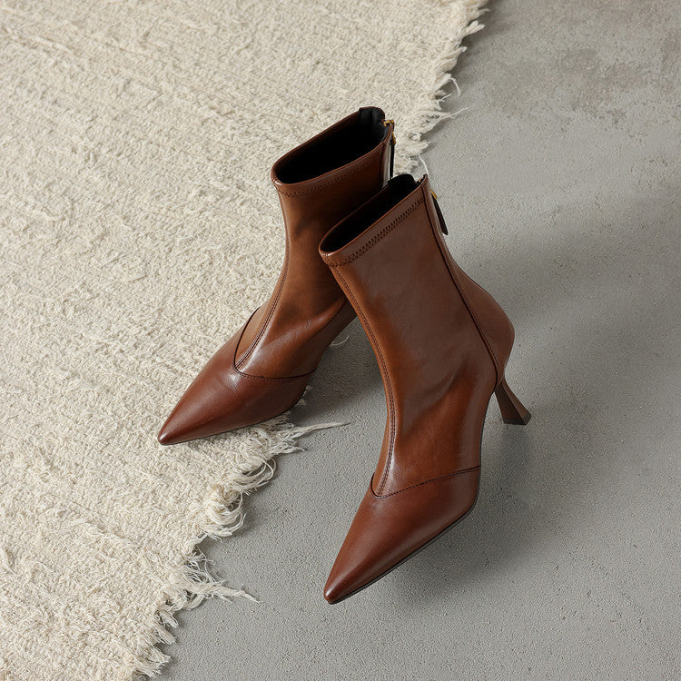 Ami Genuine Leather Heel Boots