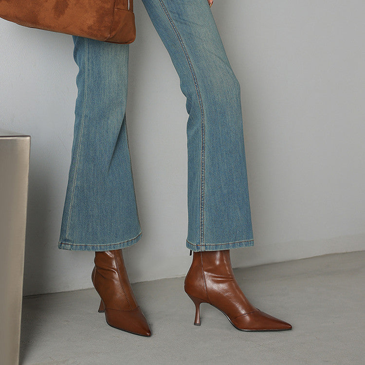 Ami Genuine Leather Heel Boots