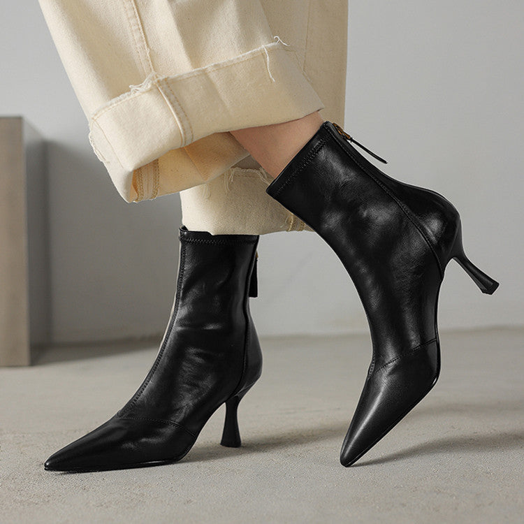 Ami Genuine Leather Heel Boots