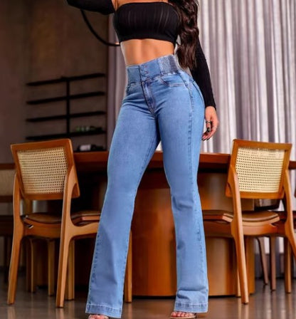 💕 Novedad de invierno 👖 Jeans acampanados elásticos de cintura alta
