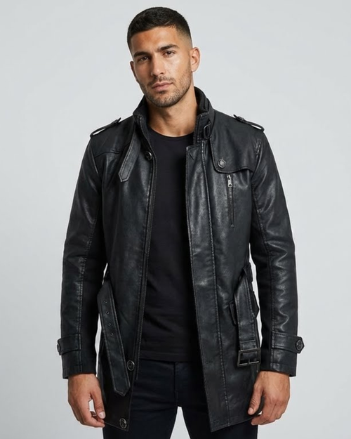 Alberto | Elegante cazadora motera larga de piel