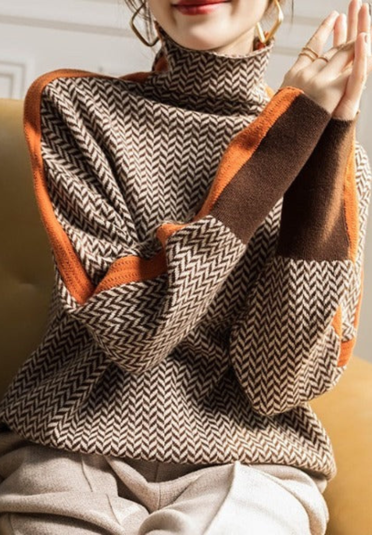 Lucía | Jersey de cuello alto con rayas en contraste