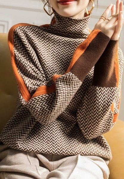 Lucía | Jersey de cuello alto con rayas en contraste