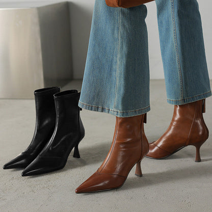 Ami Genuine Leather Heel Boots