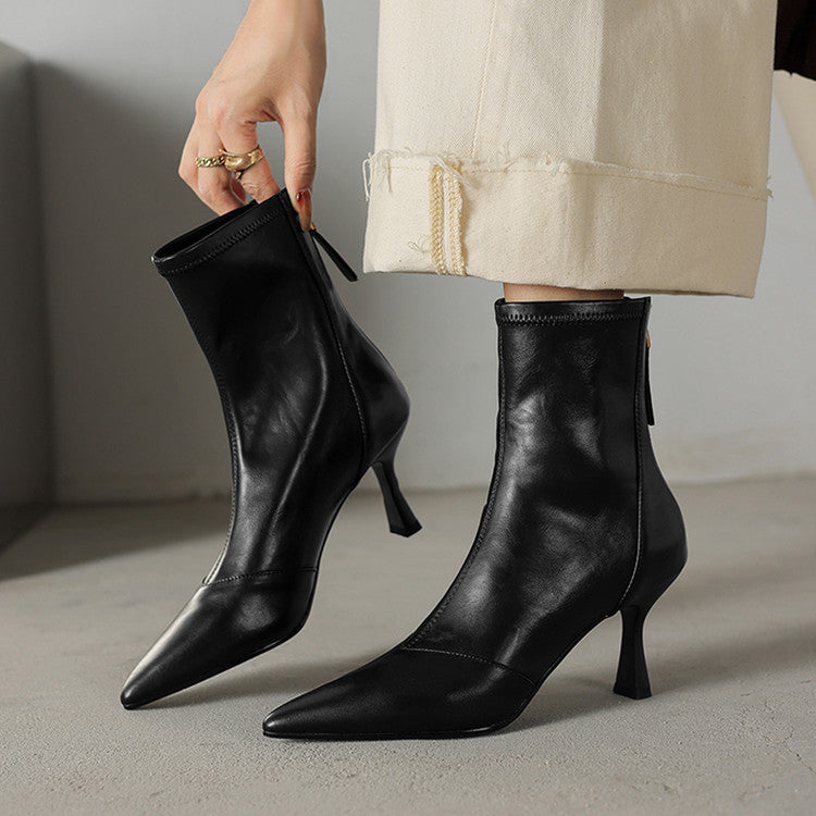 Ami Genuine Leather Heel Boots