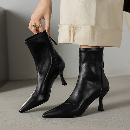 Ami Genuine Leather Heel Boots