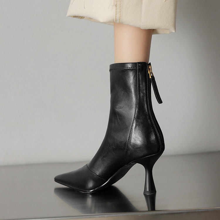 Ami Genuine Leather Heel Boots