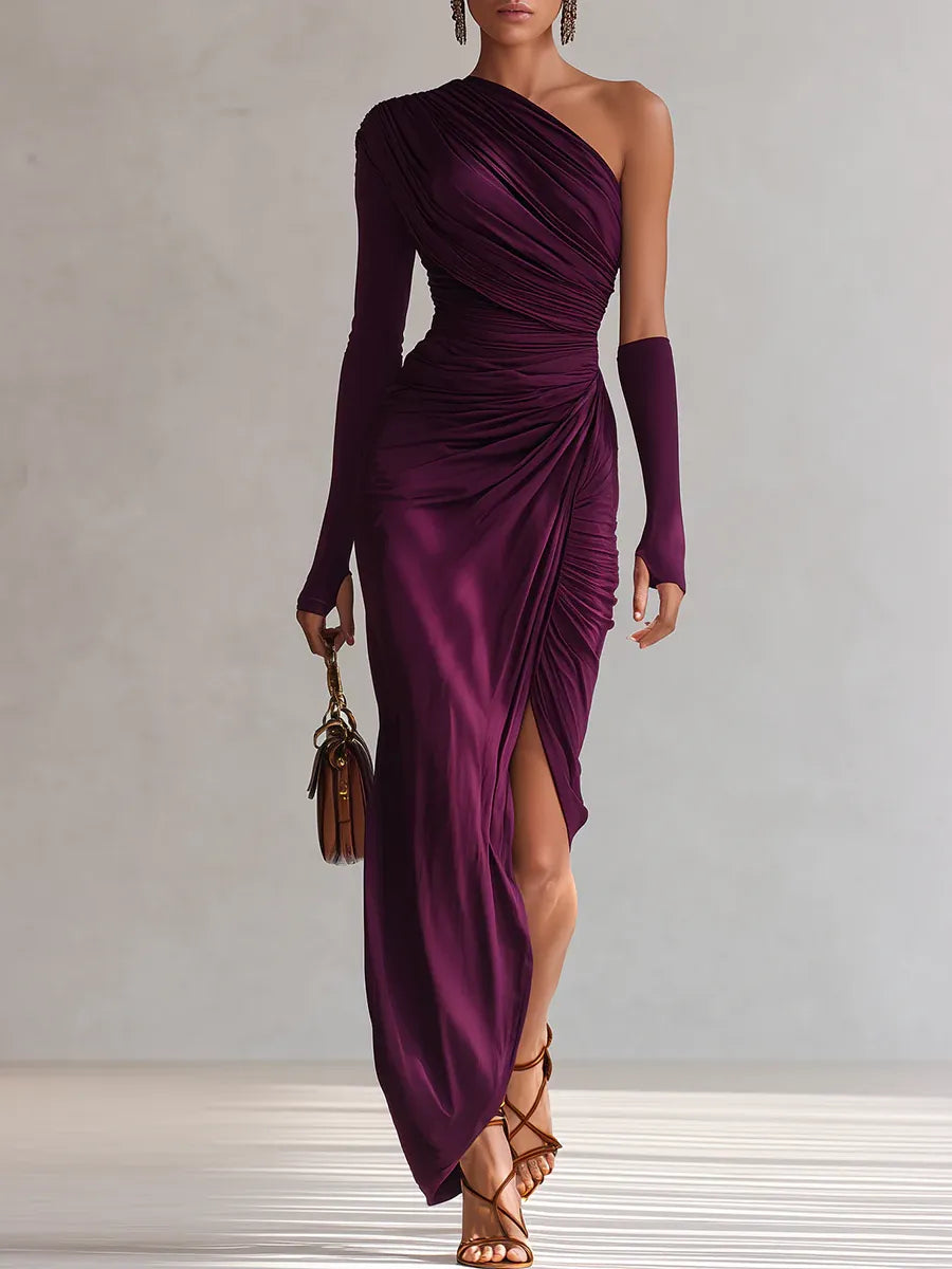 Rosalia™ - Elegante vestido maxi violeta sexy de un solo hombro