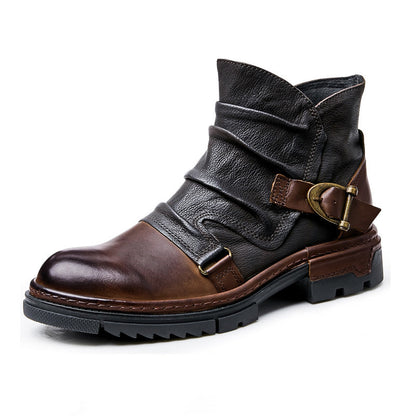 Botas de hombre marrón de color sólido con cordones, botas Martin