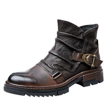 Botas de hombre marrón de color sólido con cordones, botas Martin